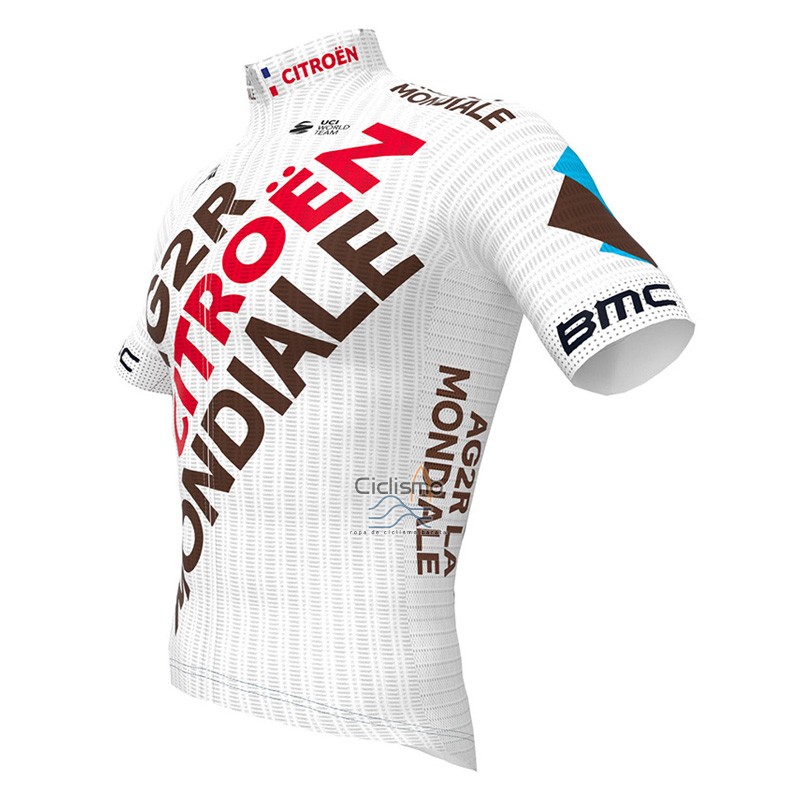 Ag2r Citroen Team Ropa Ciclismo Culotte Corto 2023 Mangas Cortas Blanco Negro